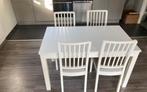 Tafel met vier stoelen, Huis en Inrichting, Stoelen, Gebruikt, Wit, Ophalen of Verzenden, Vier