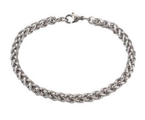 RVS armband 21 cm., Handtassen en Accessoires, Armbanden, Nieuw, Staal, Zilver, Verzenden
