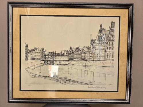 Lithografie "Gent" Karel van Vlaanderen , Prins Karel België, Antiek en Kunst, Kunst | Etsen en Gravures, Ophalen of Verzenden