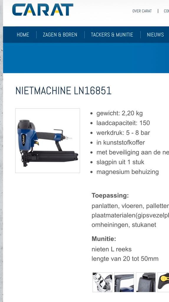 Nietmachine van Carat in topstaat / Typenummer LN16851, Bricolage & Construction, Outillage | Autres Machines, Comme neuf, Enlèvement ou Envoi
