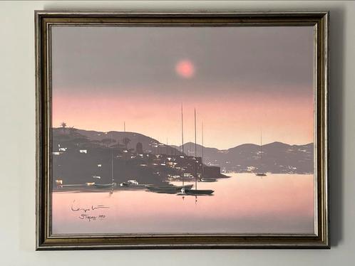 Jolie peinture de la baie de St Tropez… (100 x 80 cm), Maison & Meubles, Accessoires pour la Maison | Peintures, Dessins & Photos