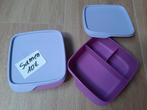 Tupperware, 2 boterhamdozen/vakjesdozen, Maison & Meubles, Cuisine| Tupperware, Enlèvement ou Envoi, Comme neuf, Violet