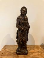 Oude houten beeld maria met kind. Walnoot? 45cm hoog, Antiek en Kunst, Ophalen of Verzenden