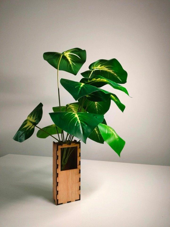 ART vase bois pour bureau et plante artificielle, Jardin & Terrasse, Pots de fleurs, Utilisé, Autres matériaux, Intérieur, Moins de 40 cm