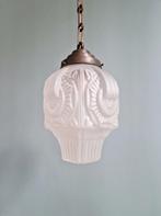 Art Deco hanglamp in gematteerd persglas, 1920-30, Antiek en Kunst, Ophalen of Verzenden
