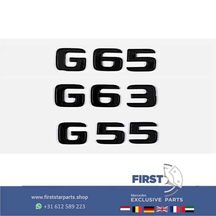 G63 G55 G65 LETTERS LOGO ZWART EMBLEEM Mercedes G63 Klasse 2, Auto-onderdelen, Carrosserie, Mercedes-Benz, Achter, Gebruikt, Ophalen of Verzenden