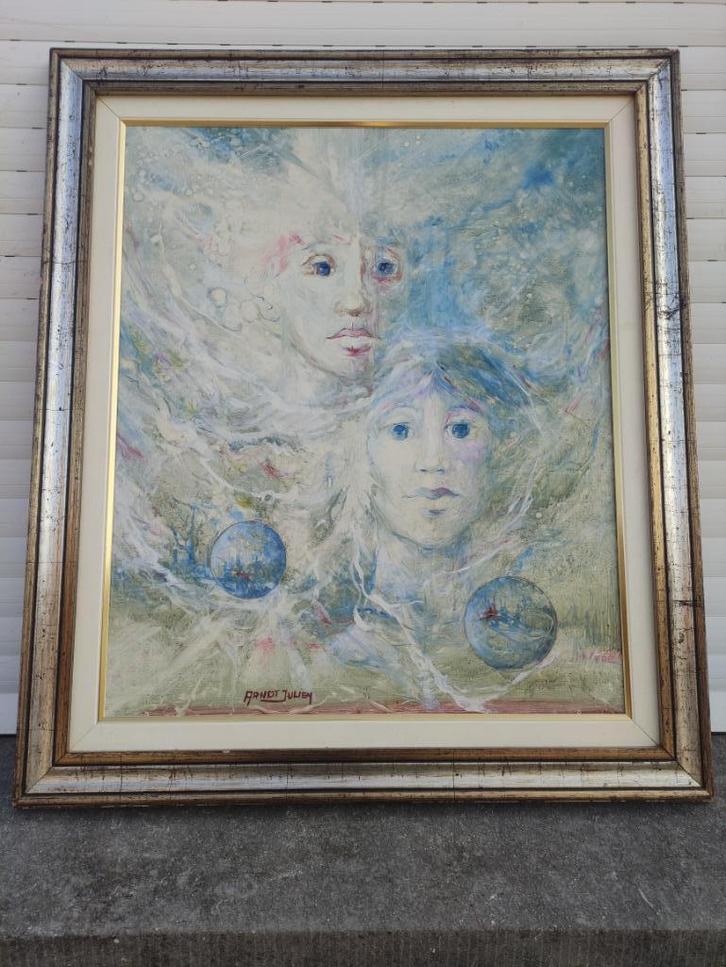 Huile sur panneau signée Arndt julien, Antiek en Kunst, Kunst | Schilderijen | Klassiek, Ophalen of Verzenden