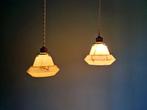 Paar Art Deco hangers in gemarmerd opaline, 1920-30, Antiek en Kunst, Ophalen of Verzenden