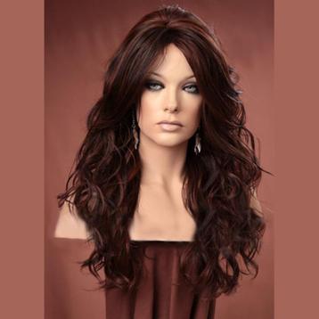 Pruik lang bruin haar met krullen model Gabby kleur F4/30 beschikbaar voor biedingen