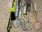 6 badminton rackets, 15 shuttles and one garden net, Sport en Fitness, Badminton, Ophalen, Zo goed als nieuw, Racket(s)