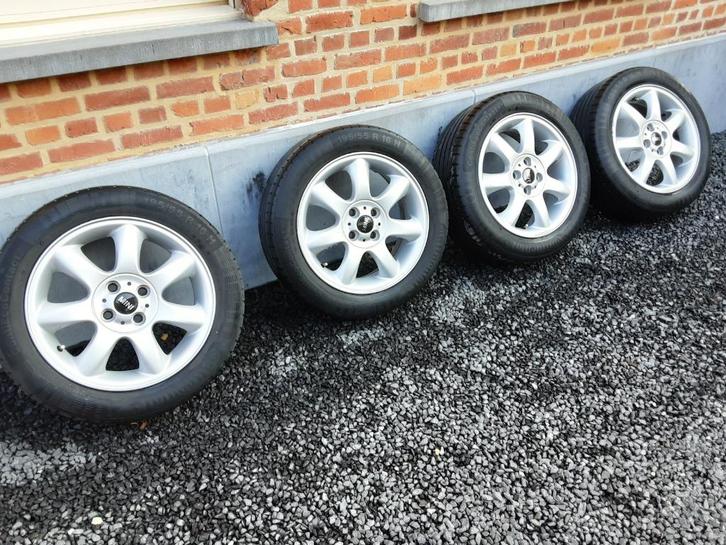 Velgen met banden Mini R50, Auto-onderdelen, Banden en Velgen, Banden en Velgen, Zomerbanden, 16 inch, 195 mm, Personenwagen, Gebruikt
