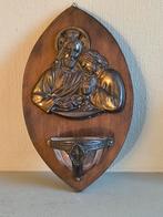 Antiek wijwatervat met bronzen/koperen afbeelding, Antiek en Kunst, Ophalen of Verzenden