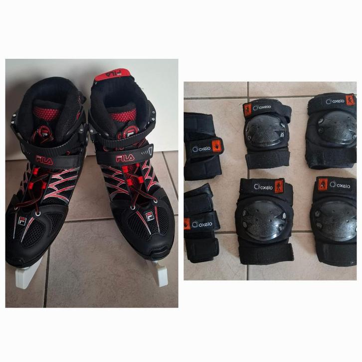 Zwart/rode Fila schaatsen maat 38-41 met schaatsbeschermer, Sport en Fitness, Schaatsen, Zo goed als nieuw, Ophalen of Verzenden
