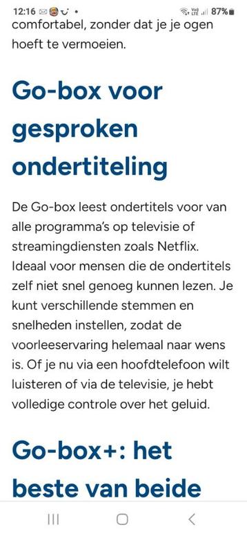 Go-box gesproken ondertiteling beschikbaar voor biedingen