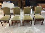 Antieke stoelen met olijfgroene stof, Huis en Inrichting, Stoelen, Ophalen, Gebruikt, Stof