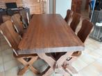 Zware massief eiken tafel (1.80 x 0.90) met 6 stoelen., Huis en Inrichting, Tafels | Eettafels, Ophalen, Eikenhout, 50 tot 100 cm