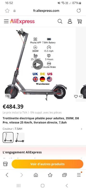 Trottinette électrique D8 PRO  neuf promo 250€ livraison ! disponible aux enchères