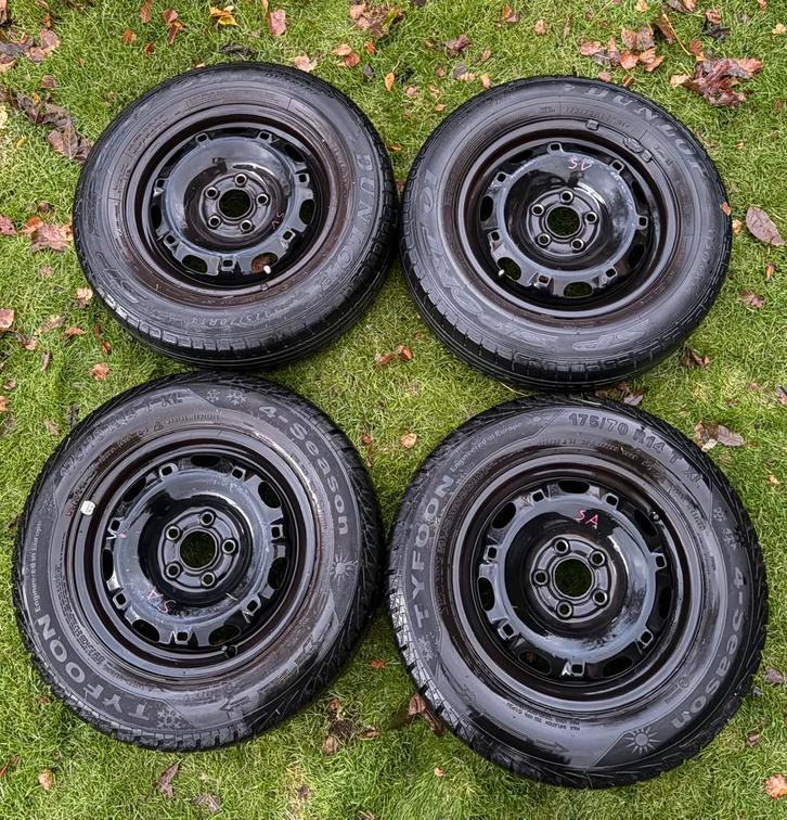 14” 175/70 R14 banden + 5x100 velgen + Seat wieldopp, Auto-onderdelen, Overige Auto-onderdelen, Audi, Seat, Toyota, Volkswagen