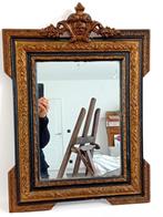 19e eeuwse Franse spiegel met mooie kroon, Antiek en Kunst, Ophalen, Rechthoekig, 50 tot 100 cm, Minder dan 100 cm