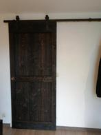 Houten deur inclusief schuifdeursysteem, zwart met houtstruc, 215 cm of meer, Schuifdeur, 80 tot 100 cm, Zo goed als nieuw