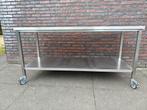 Inox rvs werktafel 180 cm met wielen, Ophalen, Gebruikt