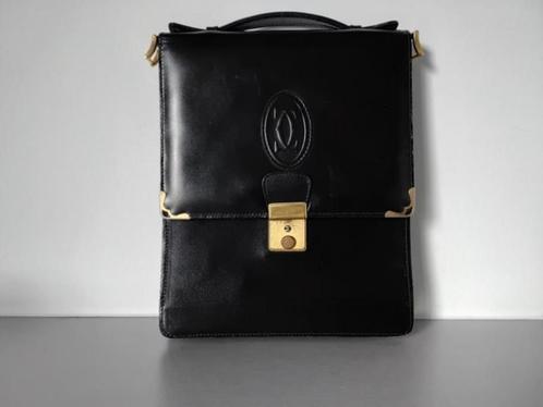 Exclusieve vintage lederen handtas CARTIER, Handtassen en Accessoires, Tassen | Damestassen, Gebruikt, Handtas, Bruin, Ophalen of Verzenden