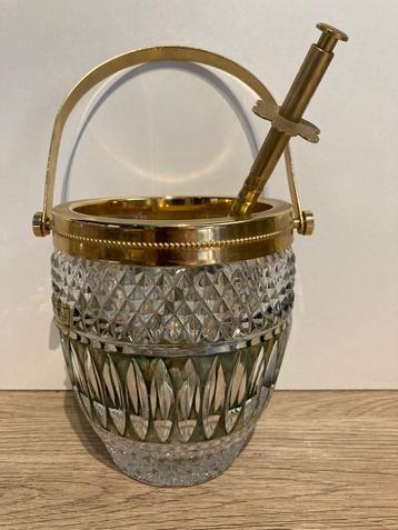 Superbe seau à glaçons ancien en cristal avec sa pince, Enlèvement ou Envoi