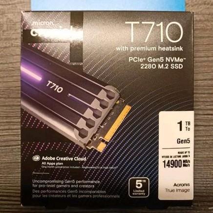 Disque dur SSD NVMe PCIe Gen5 1To Crucial T710 heatsink neuf, Informatique & Logiciels, Disques durs, Enlèvement ou Envoi