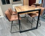 Bartafel met 4 barstoelen zo goed als nieuw, Huis en Inrichting, Barren, Ophalen, Zo goed als nieuw