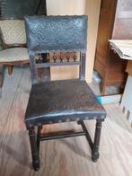 Oude antieke vintage stoel leer leder, Huis en Inrichting, Ophalen, Hout