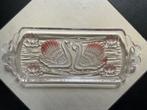 Vintage cakeschotel schaal Walther glas Schwanensee Zwanen, Antiek en Kunst, Antiek | Glaswerk en Kristal, Ophalen of Verzenden