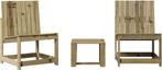 3-delige Loungeset - geïmpregneerd grenenhout, Bijzettafel, Nieuw, Loungeset, Hout
