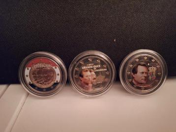 lot 3 luxemburg 2 euromunten gekleurd 2010, 2011,2012 beschikbaar voor biedingen