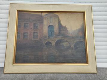 Huile sur toile bruges signe Gustave losange beschikbaar voor biedingen