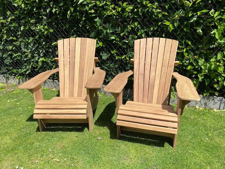 Adirondack 'Bear Chair' tuinstoel in Iroko hout, Tuin en Terras, Tuinstoelen, Nieuw, Hout, Ophalen