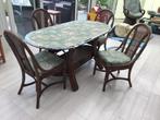 Prachtige rotan tafel met stoelen, Huis en Inrichting, Ophalen, Gebruikt, Overige kleuren, Vier