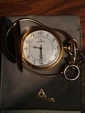 Dugena pocket watch 10k double met certificaat en ketting  beschikbaar voor biedingen