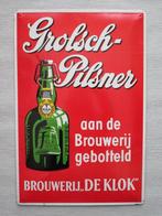 metalen reclamebord Grolsch-Pilsner - Brouwerij De Klok, Verzamelen, Reclamebord, Gebruikt, Ophalen of Verzenden