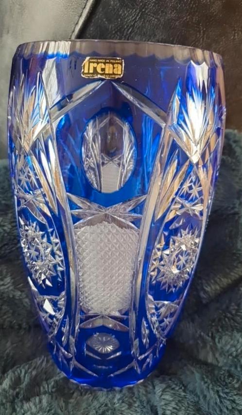 Prachtige Boheemse Handbewerekte kristallen vaas., Antiek en Kunst, Antiek | Glaswerk en Kristal, Ophalen of Verzenden