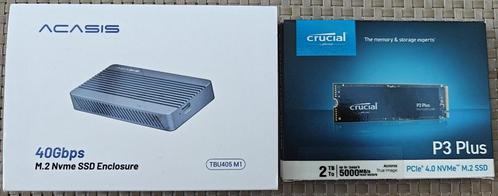 Supersnelle NVMe disk 2TB met behuizing, Computers en Software, Harde schijven, Zo goed als nieuw, Desktop, Extern, SSD, Thunderbolt