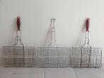 3x BBQ korf klemrooster opvouwbare grillmand hamburgergrill, Ophalen of Verzenden