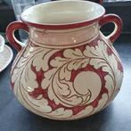 Grote vintage Italiaanse keramiek vaas-Majolica stijl, Huis en Inrichting, Woonaccessoires | Vazen, Gebruikt, Wit, Aardewerk of Porselein