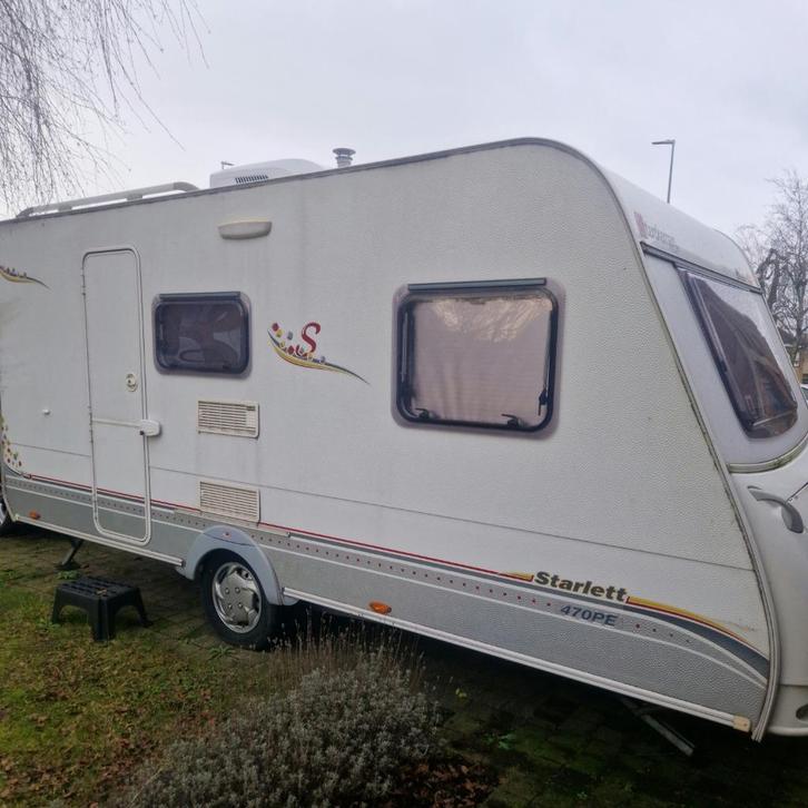 Sterckeman starlett 470PE, Caravans en Kamperen, Caravans, Particulier, tot en met 6, 1000 - 1250 kg, Treinzit, Sterckeman, Dwarsbed