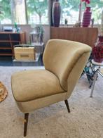 Vintage cocktailfauteuil lichtgroen velours 60s, Ophalen, Huis en Inrichting