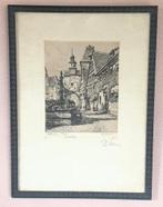 Gravure v/d Rothenburg-toren ondertekend door Paul Sollmann, Ophalen of Verzenden