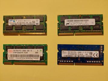 Memory modules van 2 Gb en 4 Gb voor laptops disponible aux enchères