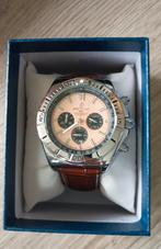 Nieuwe breitling 1884 Chonograaf stevige leren horloge band, Leer, Staal, Breitling, Polshorloge