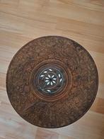 Antique Indian Hand-Carved Wood
Inlaid Folding Round Side Ta, Huis en Inrichting, Ophalen of Verzenden, Zo goed als nieuw