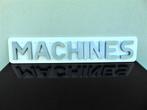 Machines -  tekst in vintage metalen doosletters, Ophalen, Gebruikt, Reclamebord