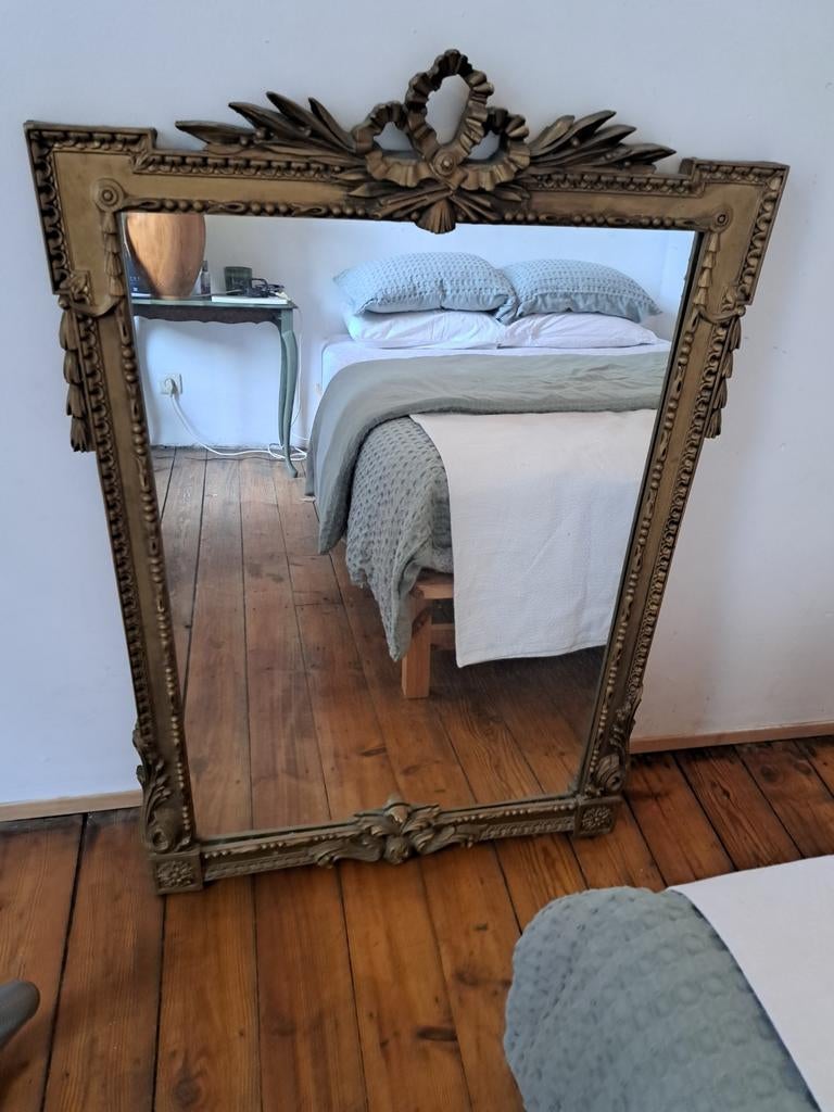 Grand miroir ancien doré décoratif, Enlèvement